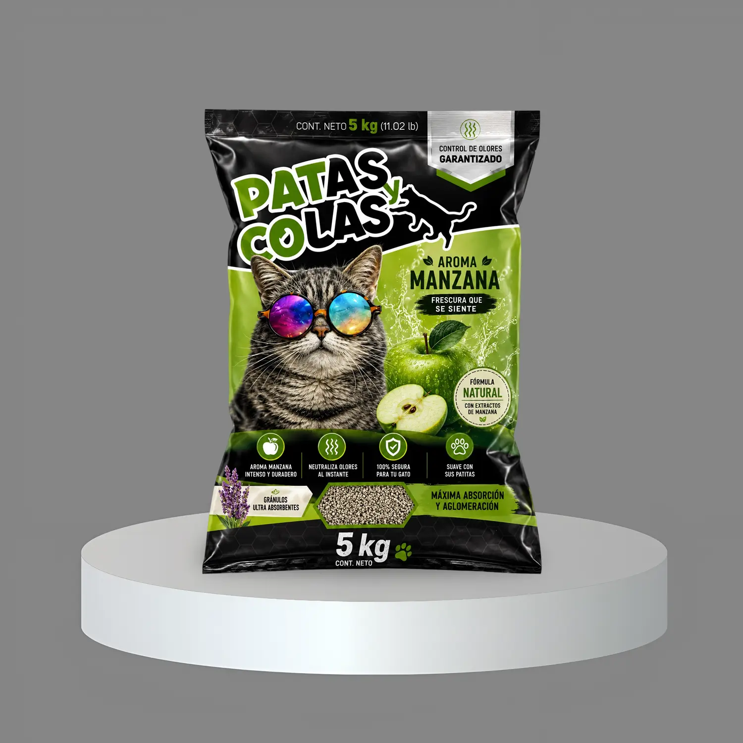 Arena para gatos 5 KG – AROMA MANZANA